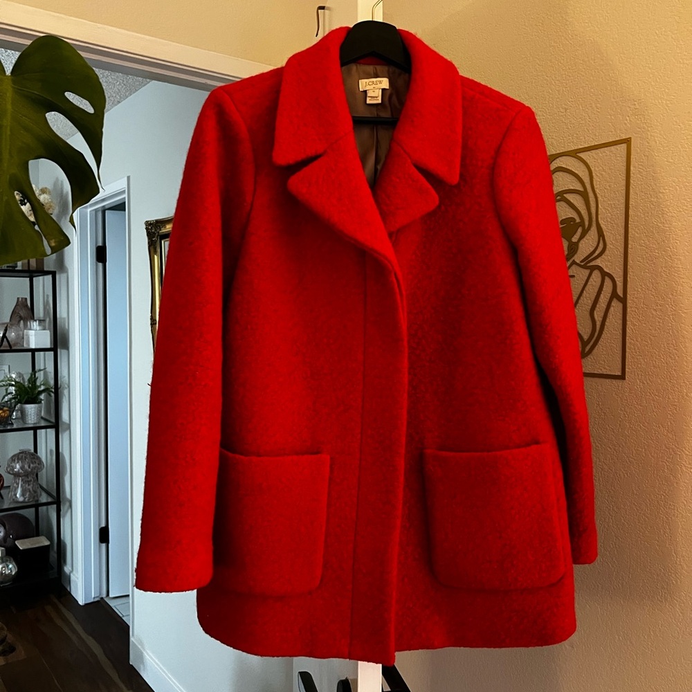 J. Crew Vibrant Red Pea Coat